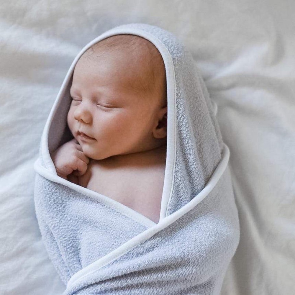 Kyte Hooded Bath Towel in Storm with Cloud Trim
